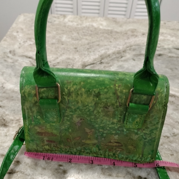 Fairy purse with flowery reveal tiny green handbag crossbody with handle 6x3x5 - Picture 7 of 14